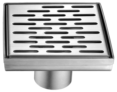 Alfi brand ABSD55C 5" x 5" Modern Square Stainless Steel Shower Drain with Groove Holes, Silver