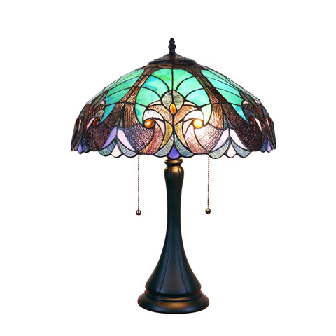Chloe Lighting Amor Tiffany-Style 2 Light Victorian Table Lamp 16" Shade