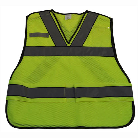 Petra Roc LVM2-VNPSV-Reg V-Neck Public Safety Vest, Small/X-Large, Lime Mesh
