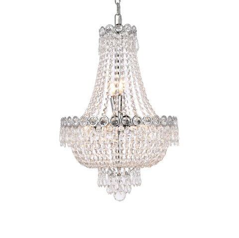 Elegant Lighting Royal Cut Clear Crystal Century 8-Light, Two-Tier Crystal Chandelier, Finished in Chrome with Clear Crystals, Chrome Finish with Clear Crystals