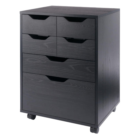 Winsome Norfolk Cabinet with 1 Drawers and 4 Bins in Black Finish