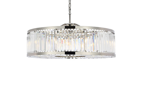 Elegant Lighting 1233 Chelsea Collection Chandelier 43.5"x15.5" Royal Cut Crystals (Clear) 10 Light, Polished Nickel Finish
