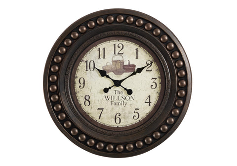 Monarch Specialties I 9046 Clocks, 20" Round, Wall Clock, Antique Brown, Transitional