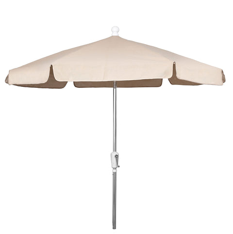 7.5' Hex Garden Tilt Umbrella 6 Rib Crank Bright Aluminum with Beige Vinyl Coated Weave Canopy