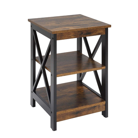 Convenience Concepts Oxford End Table 15.75" - Modern Living Room Table with Storage Shelves, Transitional Nightstand Side Table for Home Decor and Display, Barnwood/Black