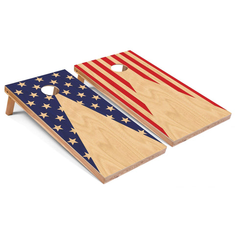 Skip's Garage American Flag Pattern Cornhole Boards All-Weather Cornhole Boards - PVC - Include Hole + Edge Lights