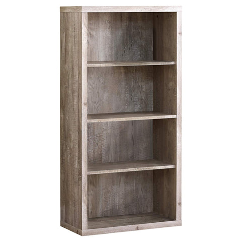 Monarch Specialties Bookcase - Sturdy Etagere with 3 Adjustable Book Shelves - 48”H (Taupe)