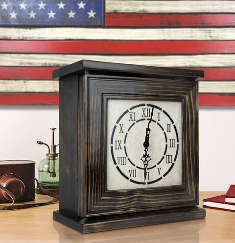 American Furniture Classics Mantel Clock in Dark Walnut Veneer with Secret Compartment
