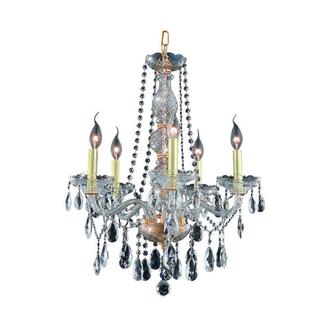 Elegant Lighting 7955D21G/RC Royal Cut Clear Crystal Verona 5-Light, Single-Tier Crystal Chandelier, Finished in Gold with Clear Crystals, 8.5" x 21" x 26", Gold Finish