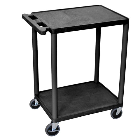 LUXOR HE32-B Utility Cart - Two Shelves Structural Foam Plastic, Multipurpose Utility Cart, Four Heavy-Duty 4" Casters, Two with Locking Brake, 300 lbs., 24"W x 18"D x 33.25"H