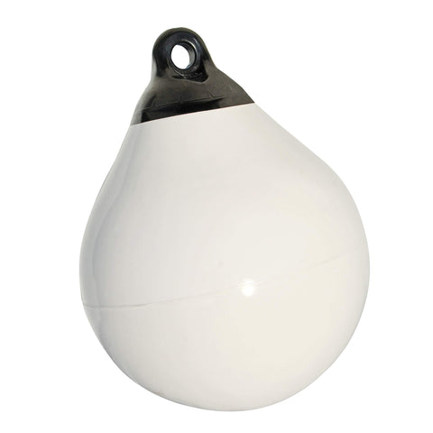 TAYLOR MADE PRODUCTS Tuff End Buoy, White (15") – Flexible, Strong, Marine-Grade Vinyl Buoy for 25-40 Foot Boats – Easy-to-use, Trivalve™ Inflates with Standard Ball Pump – 2020108081