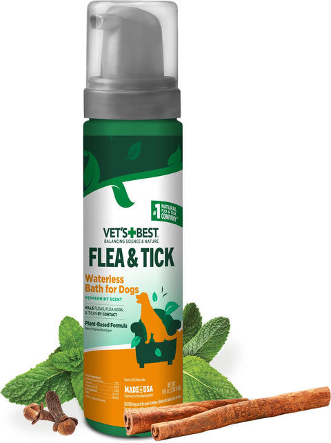 Vet's Best Waterless Flea & Tick Bath for Dogs, Plant-Based, 8 oz