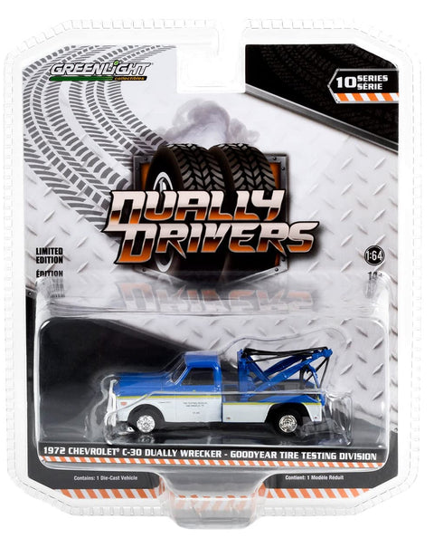 Greenlight 46100-B Dually Drivers Series 10-1972 Chevy C-30 Dually Wrecker - Tire Testing Division 1:64 Scale Diecast