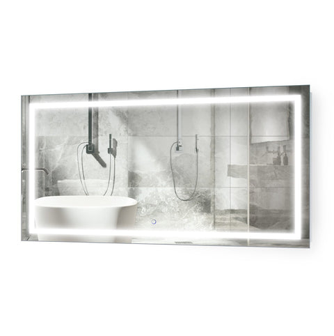 Krugg | Large 54 Inch X 24 Inch LED Bathroom Mirror | Lighted Vanity Mirror Includes Dimmer & Defogger | Wall Mount Vertical or Horizontal Installation