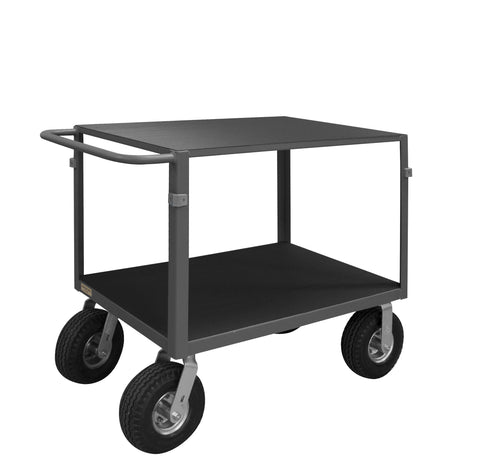 Instrument Cart 14 Gauge Steel 2 Shelves 24 x 36 1000 lbs. Capacity Wood Top w/ Vinyl Matting Cover Corner Bumpers (2) Rigid (2) Swivel - 10 x 3-5/16 Pneumatic Casters Gray