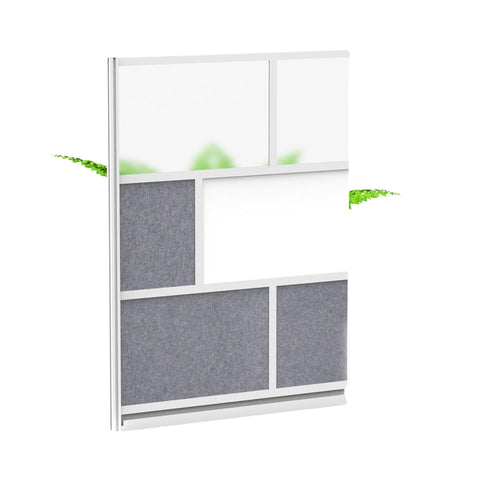 LUXOR MW-5370-XWCG Modular Room Divider Wall System - 53" x 70" Add-On Wall - Silver Frame, Whiteboard
