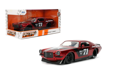 Jada Toys Bigtime Muscle 1:24 1971 Chevy Camaro Die-cast Car – Opening Doors, Hood, Trunk, Rubber Tires(Candy Red)