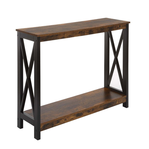 Convenience Concepts Oxford Console Table 39.5" - Sofa Table with Storage Shelf, Transitional Entryway Hall Table for Living Room and Bedroom, Display Foyer Table, Barnwood/Black