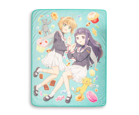 JUST FUNKY Cardcaptor Sakura Plush Fleece Throw Blanket | Cozy Sherpa Cover for Sofa and Bed, Home Decor Room Essentials | Anime Manga Gifts and Collectibles | 45 x 60 Inches