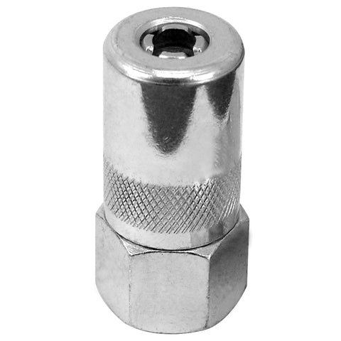 LUMAX LX-1401 Silver 1/8" NPT Grease Coupler with Hex. for use with Most Hand-Operated Grease Guns and Air-Operated Equipment. Fits All 1/8" NPT Threads.