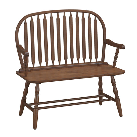 Carolina Chair & Table Farmhouse Windsor Bench – Traditional Style Spindle Back Multi-Step Finish Wooden Frame and Seat Modern Bench - 2 Person Seating Home Decorative Accent Furniture (Elm)