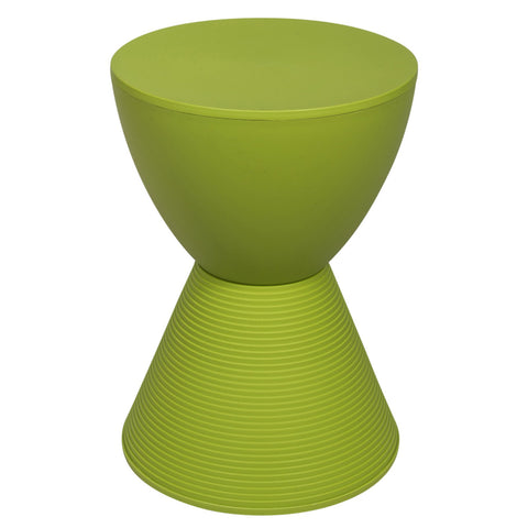 LeisureMod Green Hourglass Side Table with Storage – Modern Ribbed Drum End Table, Removable Lid, Compact Accent Table for Indoor/Outdoor Use