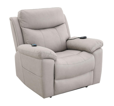 Chriki Power Recliner w/Lift  and Heating  and Massage Light Gray Polished Microfiber