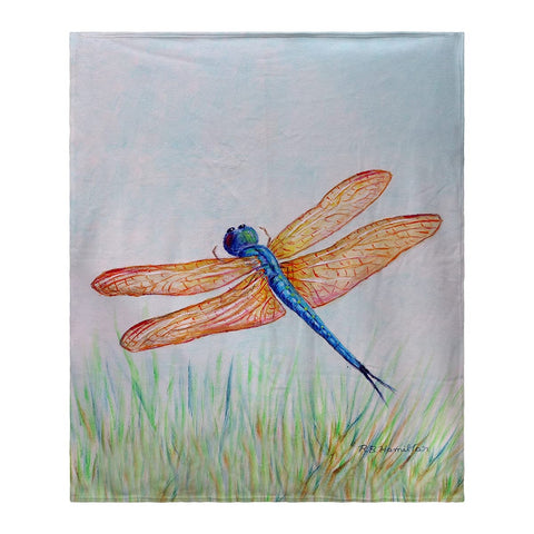 Betsy Drake Amber & Blue Dragonfly Fleece Blanket