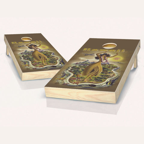 Skip's Garage Hawaii Poster Cornhole Set - 2x4 Boards (Corn Filled Bags) - Include Score Tower