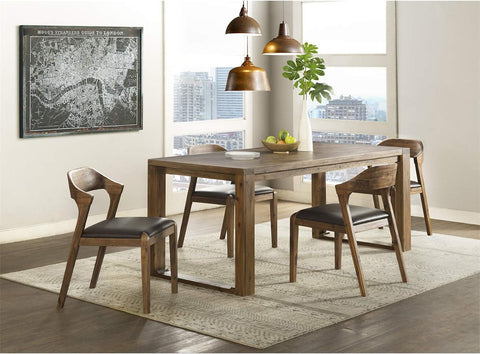 Rasmus 5pc Dining Set, Table + 4 Side Chairs  [Chestnut Wire-Brush]