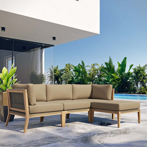 Modway Clearwater Sectional, 4-Piece Set, Gray Light Brown