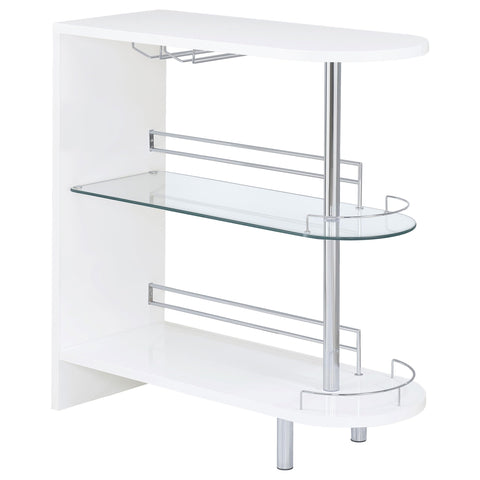 COASTER 2-holder Bar Table, Glossy White/Clear