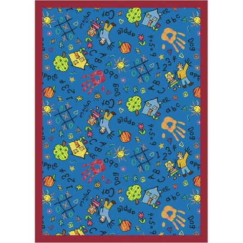 Joy Carpets Playful Patterns Scribbles Area Rug, Blue