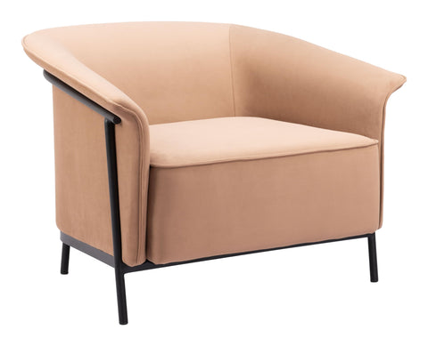 Zuo Burry Accent Chair Tan, Beige Accent Chair, Modern Style, Plain Fabric, Comfy and Durable Polyester Fabric, Steel, Indoor Living, 35.4" W x 32.7" D x 26.8" H, Non-Stackable