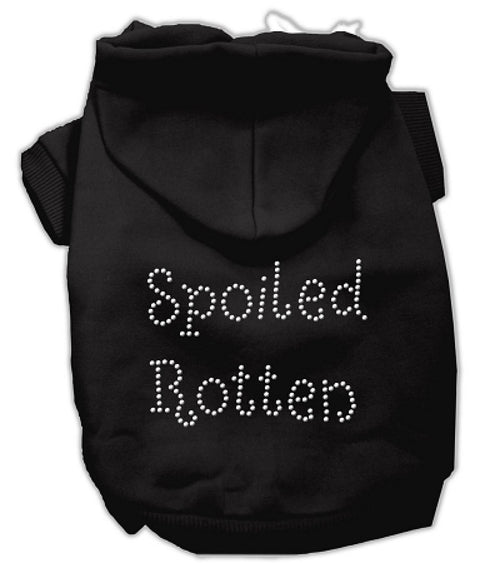 Pet, Dog & Cat Hoodie Rhinestone, "Spoiled Rotten" Black LG (10-14 lbs.)