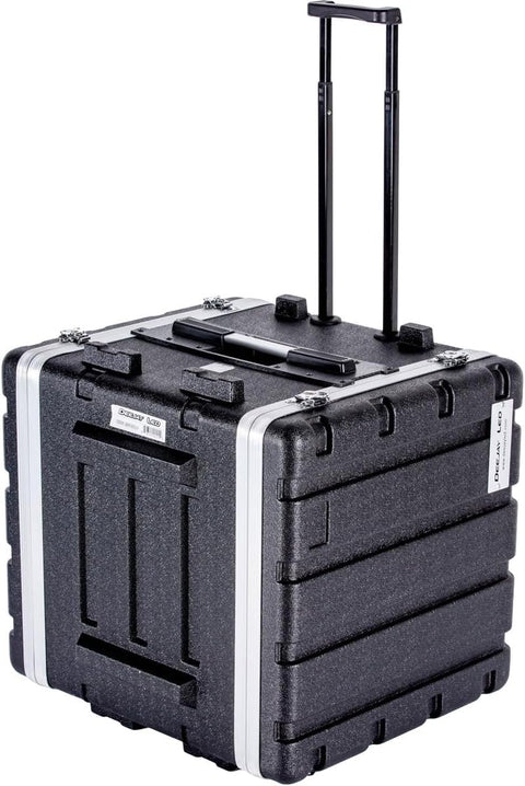 DEEJAY LED TBH10UABSWHEELS Professional Fly Drive Case -10u Space ABS Molded for Tough Durable Interior & Exterior Case For 19-IN Amplifier for Equalizer DJ Effects Unit w/Pull Out Handle & Wheels
