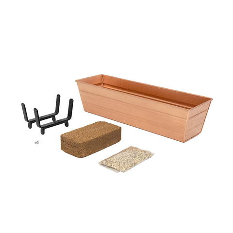 Achla Designs Bloom Box Garden Growing Kit, Small Copper with Brackets for 2 x 4 Railings