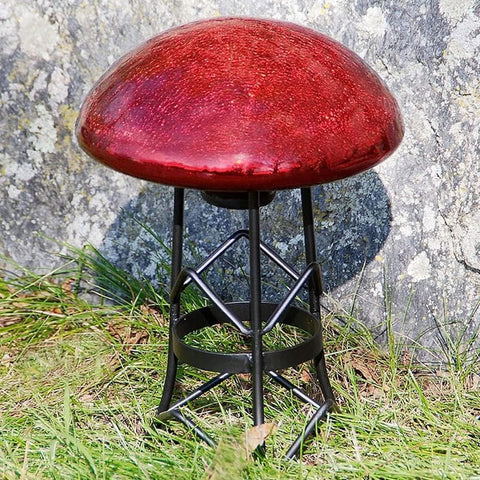 Oakestry Glass Toadstool Mushroom Gazing Ball Colorful and Shiny for Home and Garden Sealed with a Rubber Gasket to Prevent Moisture Inlet, Red