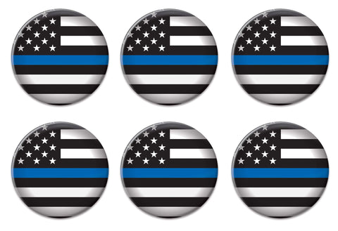 Beistle Patriotic Law Enforcement Metal Buttons 6 Piece USA Fourth of July Decorations Costume Accessories, 2", Black/Blue/White