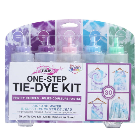 Tulip One-Step Tie-Dye Kit Pretty Pastels, Party Activity, Permanent Fabric Dye, Vibrant Colors, Easy Clean-up, Makes 10 Bottles, Includes 5 Bonus Refill Packs, 8 Fun Techniques Included