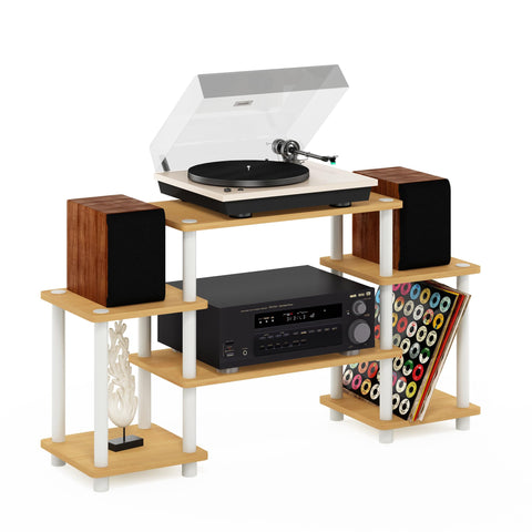 Furinno Turn-N-Tube No Tools Entertainment TV Stands, Beech/White, Square Corner