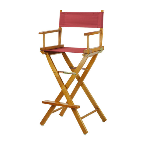 Casual Home 30" Director's Chair Honey Oak Frame-with Burgundy Canvas, Bar Height