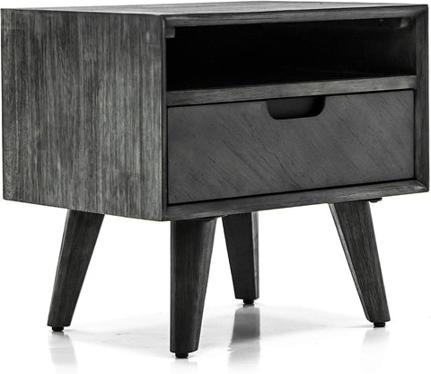 Mohave Mid-Century Tundra Grey Acacia Single Drawer Night Stand