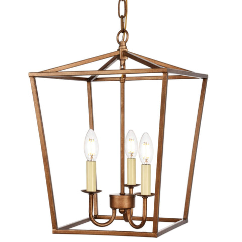 Elegant Lighting Living District Maddox Collection Pendant D12.5 H18.25 Lt:3 Vintage Gold Finish