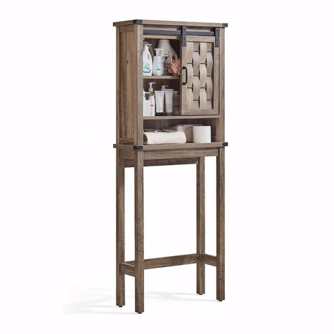 Caffoz Farmhouse Wall-Mounted Cabinet with Sliding Door–Versatile Storage Organizer for Bathroom & Kitchen,Light Brown