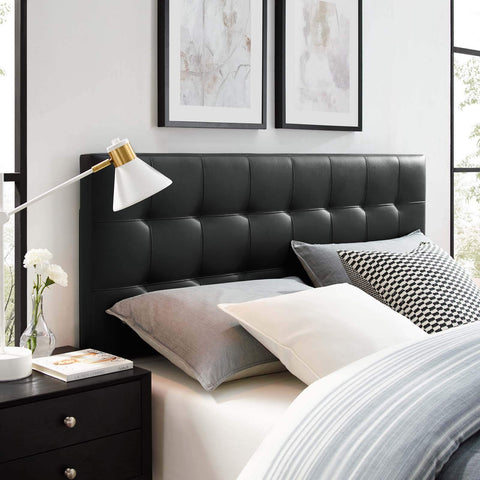 Modway Lily Tufted Faux Leather Upholstered Full Headboard in Black