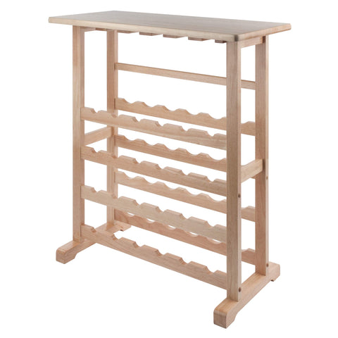 Winsome 35.67 x 31 1/2 x 16.22-Inch Wood 24-Bottle Wine Rack with Glass Rack, Beech (83024)