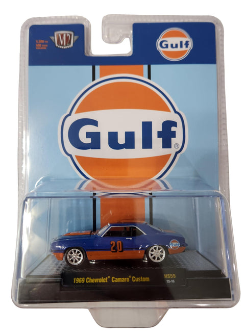 M2 Machines Gulf Oil 1969 Chevy Camaro Custom – Hobby Exclusive 31500-HS59 – 1:64 Scale Diecast Car – Limited Edition Collectible