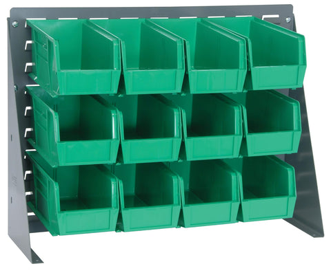 Quantum Storage Systems QBR-2721-230-12GN Ultra Bin Complete Bench Rack Package with 12 Ultra Bins, 27" x 8" x 21" , Green