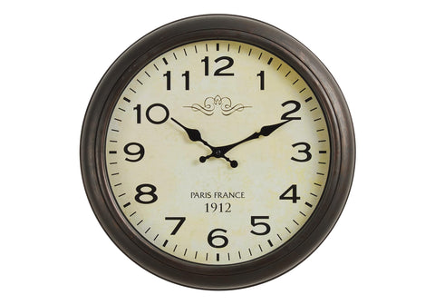 Monarch Specialties I 9080 Clocks, 16" Round, Wall Clock, Antique Brown, Transitional